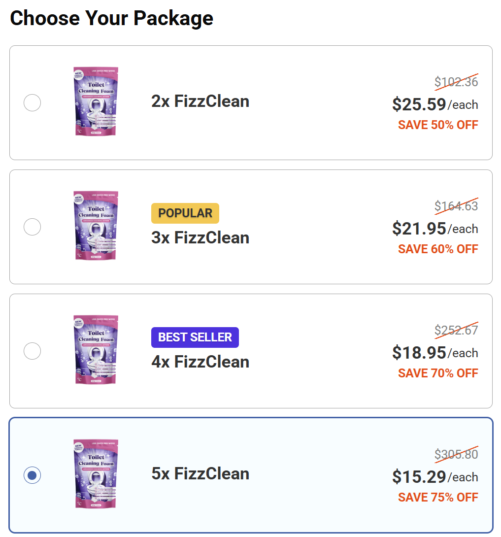 FizzClean Packages - Choose Your Package